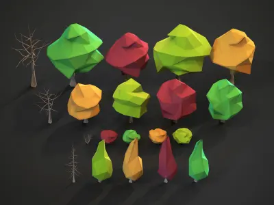 Low poly trees Pack Free low-poly 3D model