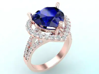 Gemstone rings - Teardrop stone ring - Diamond rings 3D print model