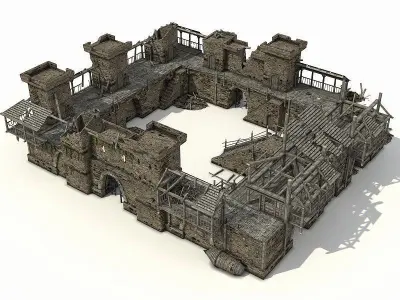 Castle Ruins Low-poly 3D model