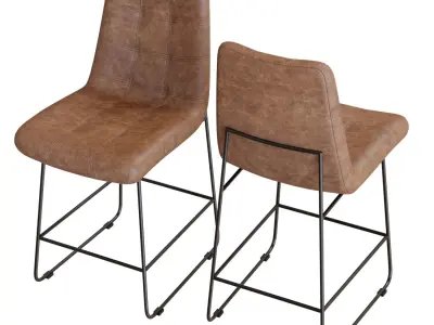 Crate and Barrel Naomi Leather Counter Stool 3D model