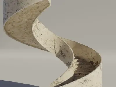 Marble stairway 3D model Low-poly 3D model