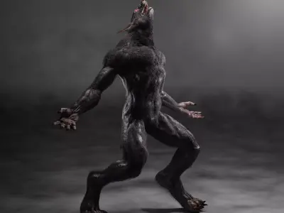 Werewolf demon with claws Low-poly 3D model