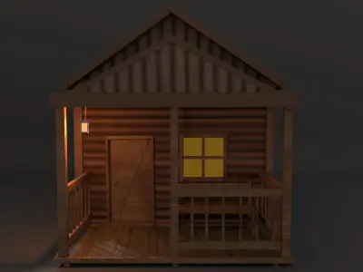 Wooden Cabin  Free low-poly 3D model