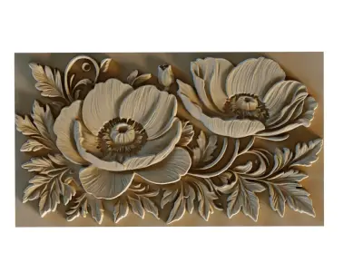 mural decor set wall panel 25 3D model