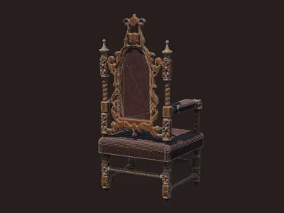 Renaissance Style HighBacked Chair model Low-poly 3D model