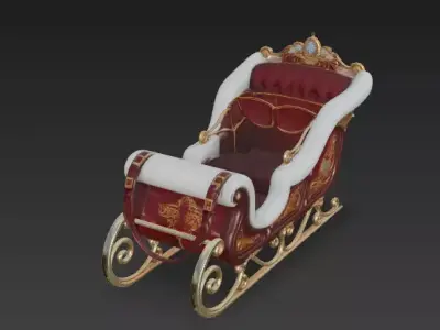 Imperial Crimson Sleigh 3D Model Low-poly 3D model