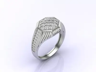 Print Ready STL 3DM  Gents Rings Diamond Men Ring  3D print model 216