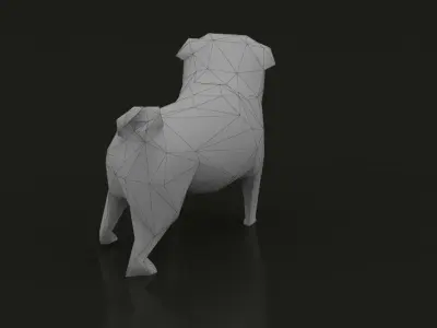 Low Poly Dog Pug Puppy Low-poly 3D model