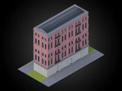 building brick material residential architecture exterior full Low-poly 3D model