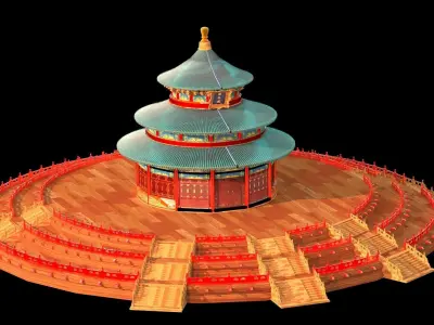 Chinese palace temple of heaven   Low-poly 3D model