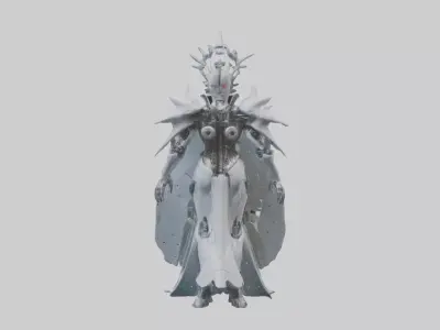 Cybernetic Queen statue model Low-poly 3D model