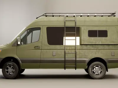 Mercedes Sprinter 4x4 Overlan Camper Military Green 3D model