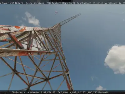 Transmission Tower 32 Meter Rusty Version Low-poly 3D model