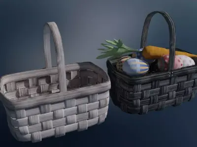 basket eggs ears 3D model