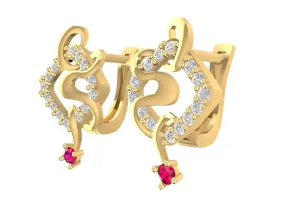 Luxury Snake Earrings with Diamond and Gemstone Accents 1144 3D print model