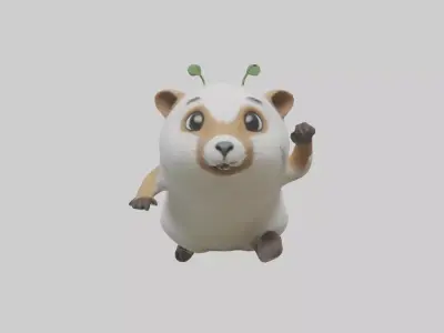 Lemming running across tundra model Low-poly 3D model