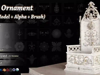 210 Ornament alpha brush and 3D Model Vol13 3D model