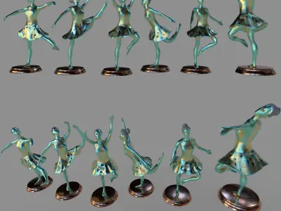 Statue of dancers Low-poly 3D model