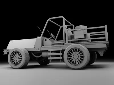 Old Rusted Mini Wagon 3D model