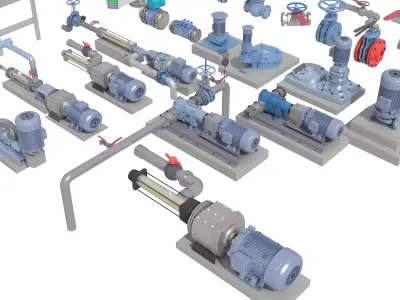 Industrial valve electric motor Low-poly 3D model