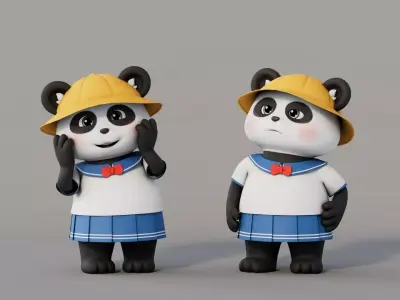 Rigged Cartoon Panda 3D model