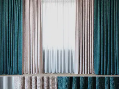 Curtains with tulle set 05  3D model