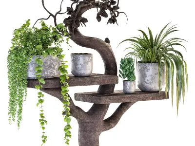 Wooden Shelf Planter 3D model