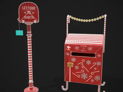 Christmas Santas Mail Boxes  3D Model Collection