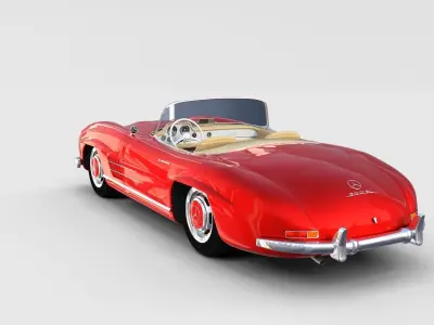 Fully Modelled Mercedes 300SL Roadster Red rev 3D model
