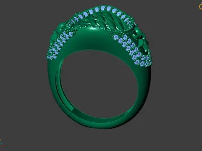 Women Ring With Stone Diamond Ready STL 3DM Models Womens Rings 3D print model 19