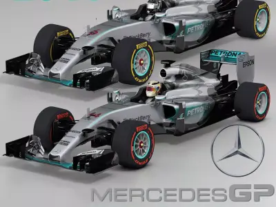 Mercedes W06 Hybrid Low-poly 3D model