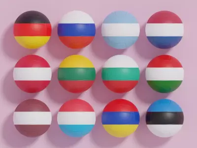 Flag Volleyball Ball Collection 1 3D model