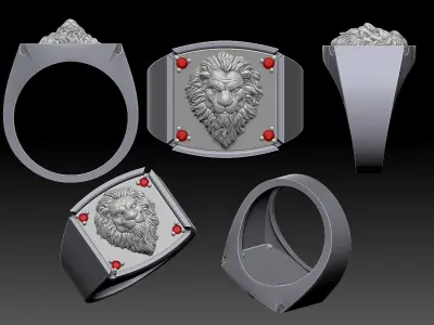 Lion man ring Sculpture jewelry Gold silver 3D print model