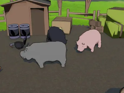 Farm Animals Pack - Stylized Low poly 3D Models Low-poly 3D model