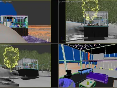 Glass House Escena Modelado 3D 3D model