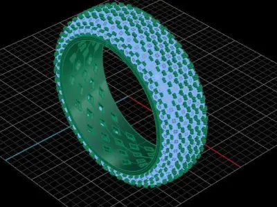 Luxury Golden Diamond Pave Ring 3D print model