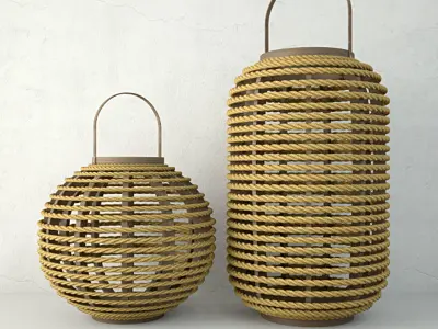 Bamboo and Jute Lanterns 3D model