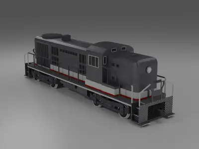 RSD-5 diesel locomotive and a set of rails Free low-poly 3D model