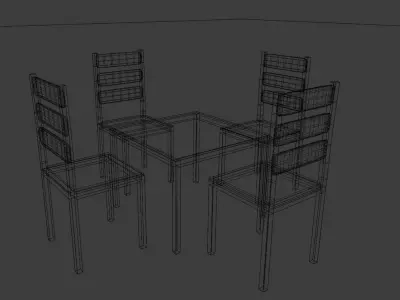 Table And Chair-Low Poly Model Low-poly 3D model