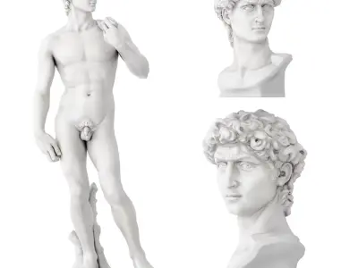 Statue and bust of David 3D model