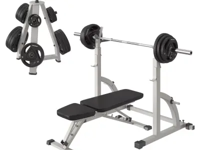 Bench Press Barbell 3D model