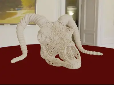 FILIGREE GOAT OR MOUNTAIN SHEEP SKULL WITH HORN 3D print model
