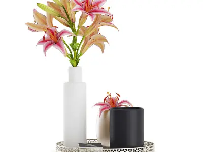Tray with Flowers 3D model