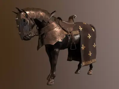 Armored Warhorse Low-poly 3D model