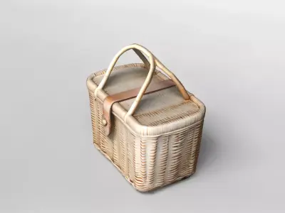 Realistic Wicker Picnic Basket 3D Model 3D model