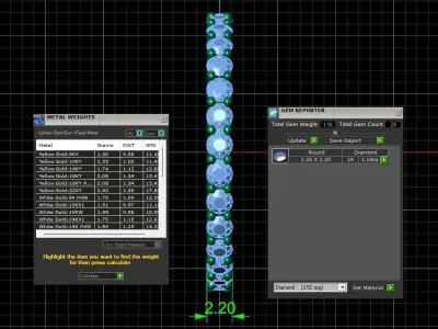 U Shaped Eternity Ring 2 point 2 mm stone size swiss 20 and EU60 3D print model