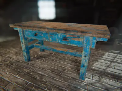 Old Workshop Table Low-poly 3D model