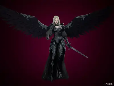Archangel Valkyrie - Winged Warrior - Game-ready 3D Character Low-poly 3D model