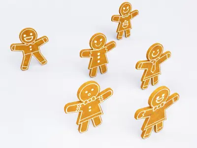 Gingerbread cookies 3d model  Low-poly 3D model