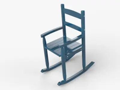 Chair No 9 Rocking Chair Cane Rocker Shiny Plastic Version 3D model